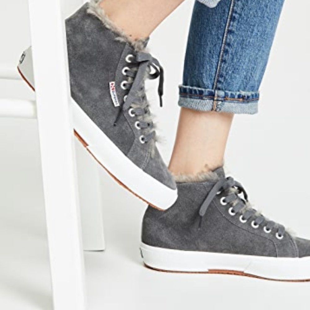 SUPERGA Faux fur lined sneakers high top boots